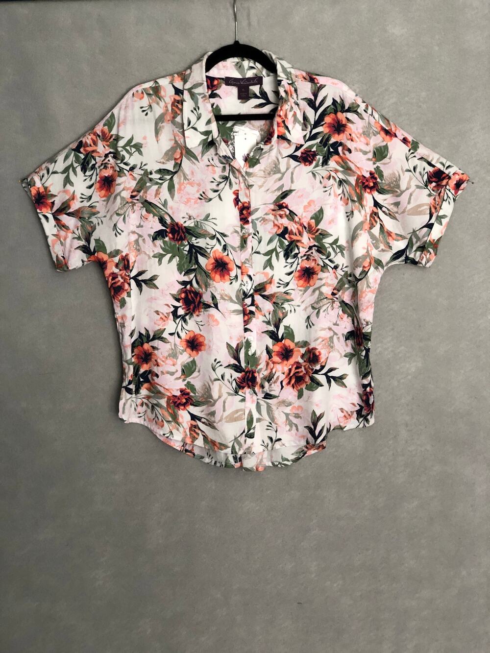 Gloria Vanderbilt Toscana Floral Daisy Top Button-Front Women's XL NEW